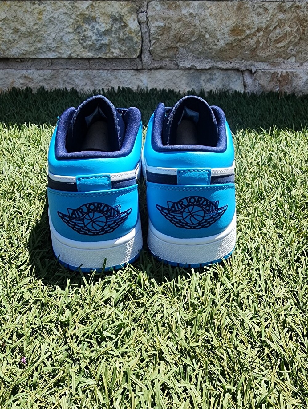Nike Air Jordan 1 Low"UNC" - White & Light Blue with Navy Swoosh - Picture 9 of 11